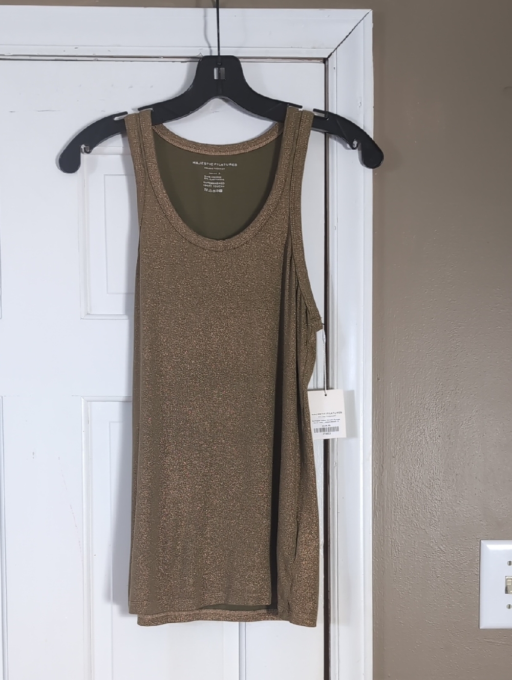 Majestic Filatures $138 Scoop Neck Metallic Tank Soft Touch 3 Large